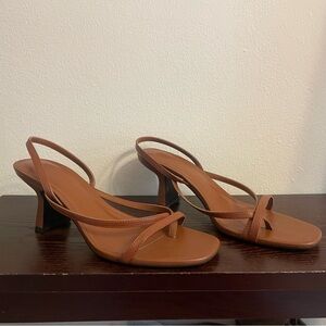 Mango MNG brown sandals with block heel